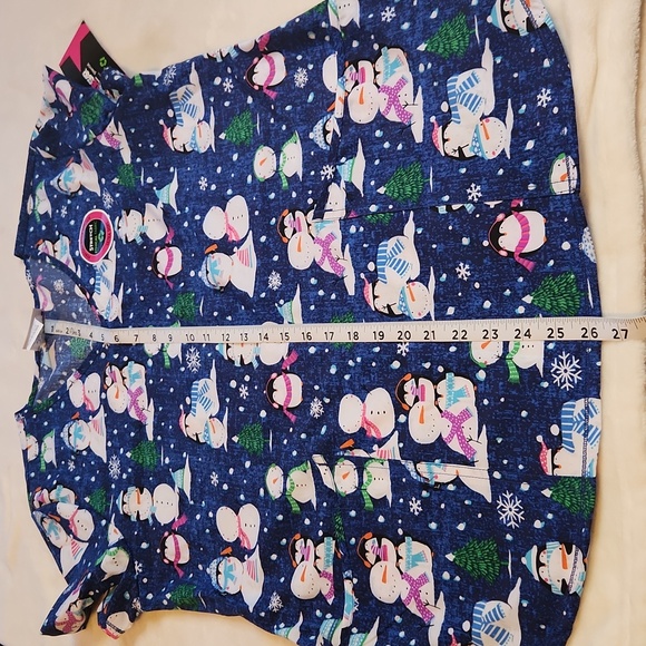 Holiday, Christmas,  Frosty, Snowman, Snowflake Workwear Nurse Scrubs (Set 3) - Picture 6 of 9